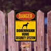 Doberman Metal Dobi Dobie Dog Danger Security System Door Sign