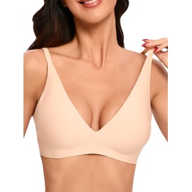 VTT Seamless Bras for Women Comfort Wireless Bar Full Coverage Push Up Bralette Smooth Everyday Tshirt Bra (AU, Alpha, Small, Regular, Regular, Standard, Beige)