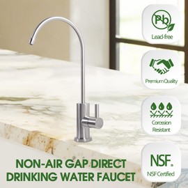 Trywell Drinking Water Faucet Brushed Nickel, Kitchen Water Filter Faucet Stainless Steel for Reverse Osmosis or Water Filtration System Beverage Non Air Gap RO Faucet for Kitchen Bar Sink.