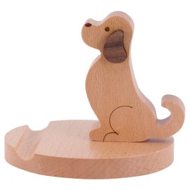 Cozioz Wooden Phone Holder – Cute Dog Design Cellphone Stand for Desk, Office, Home, Car, Tablet Stand, Adjustable Viewing, Anti-Slip, Decorative Phone Stand