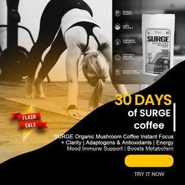 BUY WELLNESS WHOLESOME FOODS SURGE Mushroom Cacao Coffee Organic Reishi Chaga Maitake Ashwagandha 30\ serving