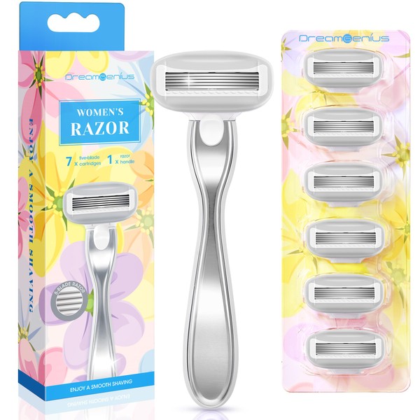 DreamGenius Razors for Women Include 1 Non-Slip Metal Handles and