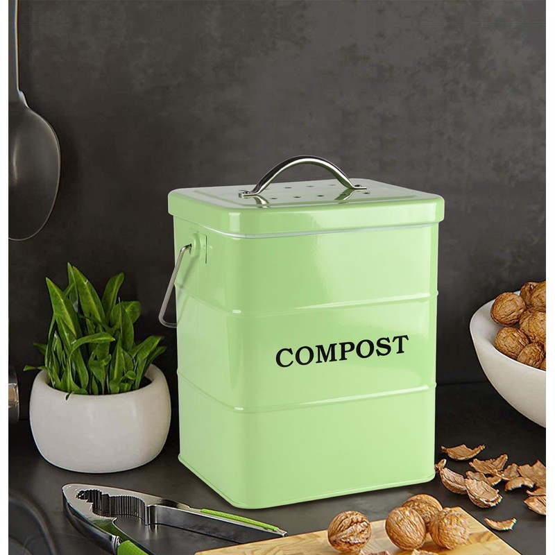 Compost Bin Kitchen Countertop Indoor Compost Pail Bucket, Great for