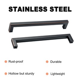Aibeli 30 Pack 8 Inch (Center to Center 8in) Oil-Rubbed Bronze Square Cabinet Pulls Drawer Handles Cupboard Handles Modern Stainless Steel Kitchen Cabinet Handles and Pulls, Drawer Handles and Pulls