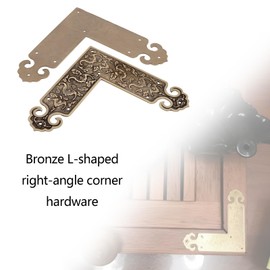 SG Store Pack of 4 Decorative Corner Connectors Fittings Angle Brackets with 32 Screws Antique Vintage Brass Design Brackets Protective Connection 89 x 89 mm