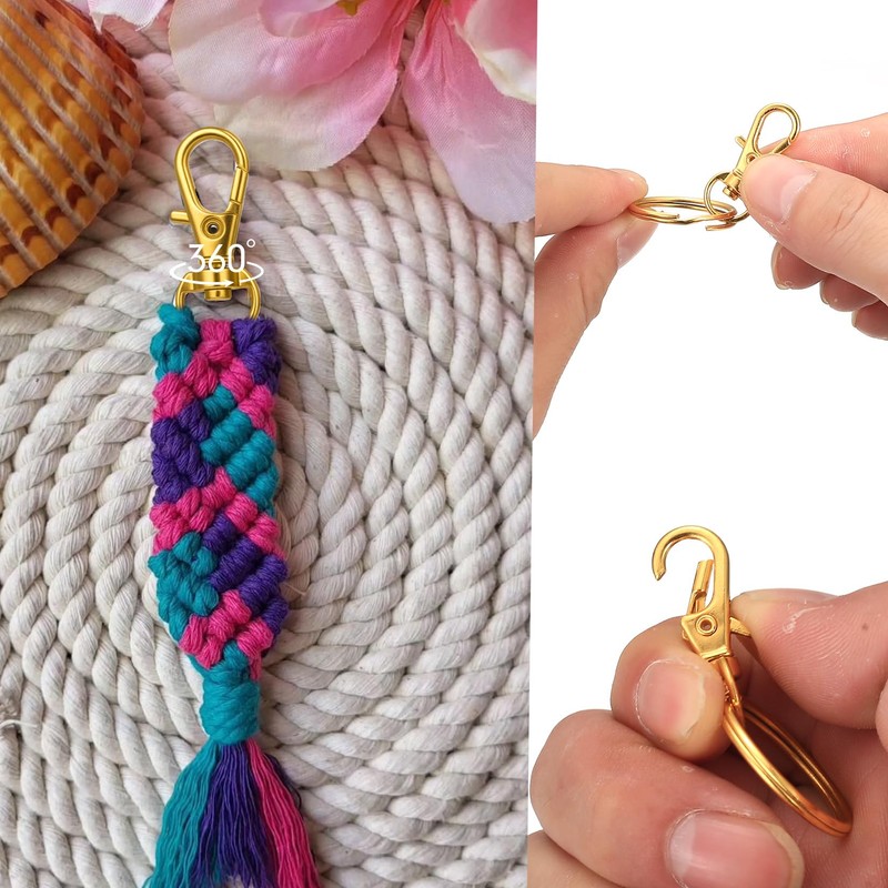120 Pcs Gold Keyring,Keyrings for Crafting,60Pcs Clasps & 60Pcs Rings(Gold)