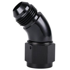 Podavelle 45 Degree 8AN Male to 8AN Female Swivel Full Flow Fitting Adapter Coupler Aluminum Black