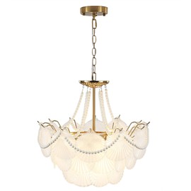 Surpars House Crystal Chandeliers,Modern Golden Chandelier, 6 Heads Ceiling Light for Living Room Bedroom Dining Room Kitchen Island Entryway (Height Adjustable)