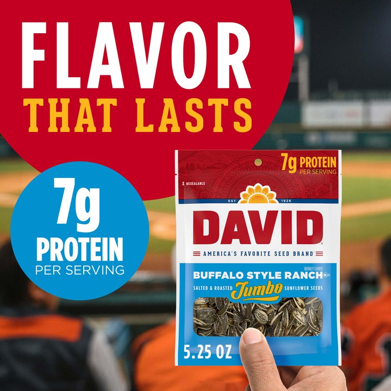DAVID Seeds Roasted and Salted Spicy Queso Jumbo Sunflower Seeds,