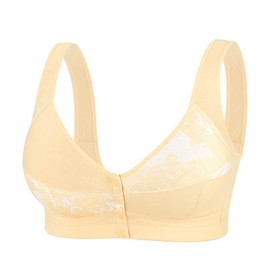 Cotton Whisper Front Closure Push-Up Sports Bra for Mature Women Apricot 48C