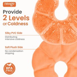 NEWGO 3-in-1 Groß Kühlpads Brust Stillen, 2 Stück Still Kompressen Kühlpads & Wärmekissen für die Brust, Brusttherapie, Weicher Stoff Zurück Fleece(Orange)20cm X 17cm