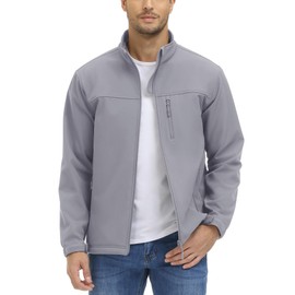 TACVASEN Men's Softshell Jackets Full Zip Windbreaker Coats Lightweight for Outdoor, Light Grey, L