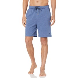 Nautica Men's Soft Knit Elastic Waistband Sleep Lounge Short, Blue Indigo Heather, Medium