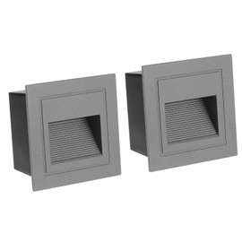 PATIKIL 3000K LED Step Light, 2 Pack 3W 120V Stair Light Aluminum Waterproof 105lm Dimmable Recessed Light for Indoor and Outdoor Fence Balcony,Yellow Gray