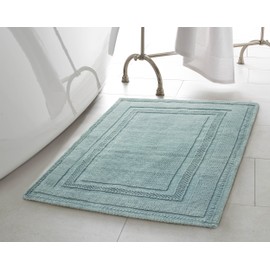 Jean Pierre New York Cotton StoneWash Racetrack 17x24/20x32 in. 2-Piece Bath Rug Set, Marine Blue