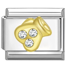 Quiges - 9 mm Italian Style Charm Module Stainless Steel Cubic Zirconia Horoscope Aquarius for Italian Bracelets, Cubic Zirconia