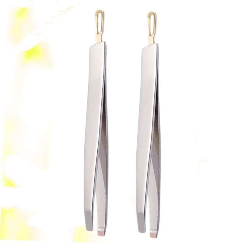 Baluue 3sets Stainless Steel Eyebrow Tweezers Clamps Flat Oblique Mouth