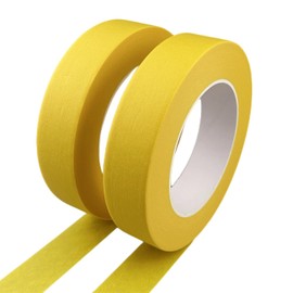Zellykool Masking Tape 1 Inch, 2 Rolls Painter's Tape 1 Inch x 55 Yards, Painting Adhesive Tape for Painting, Home, Office, School Stationery, Arts, Crafts, Decoration (Yellow)