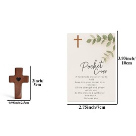 Christian Wooden Cross,Crosses My Heart - Christian Gifts,Encouragement Gift,Handheld Wooden Protection Crosses with Epoxy Heart,Portable Wood Pocket Cross for Religious Gift for Men Women