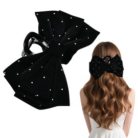 ヘアクリップ大きめ バンスクリップ ブラック リボン 上品 バンスクリップ しっかりホールド ヘアクリップリボン 髪留め ヘアクリップおしゃれ 日常使い 通勤用ヘアアクセ