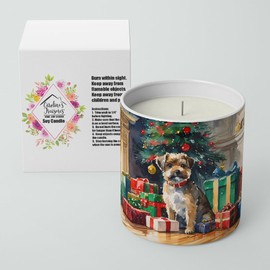 Caroline's Treasures Border Terrier Cozy Christmas Decorative Soy Candle Nature Soy Wax Essential Oil Home Decor Ideal for Bedroom Kitchen Bath Office Gift, 10 oz