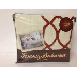 Tommy Bahama Embroidered Trellis Duvet - King Crimson Red One Size