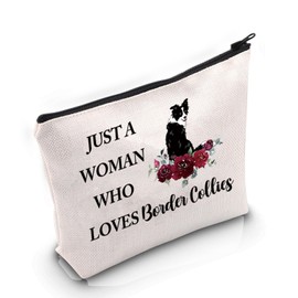 VAMSII Border Collie Lover Gift Woman Loves Border Collies Makeup Bag Border Collie Mom Cosmetic Bag Border Collie Owner Gift (Woman Loves Border Collies M c)