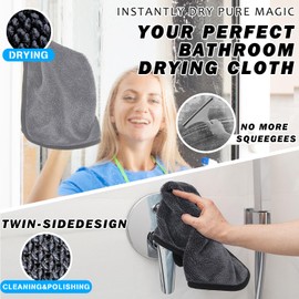 OWill 2 Pack Bathroom Drying Cloth, Microfibre Cleaning Cloth 40x40cm, Thick Magic Cleaning Cloths Streak & Lint Free Cloth, Car Wash Cleaning Drying Towel for Car Window Shower Bathroom Glass Kitchen