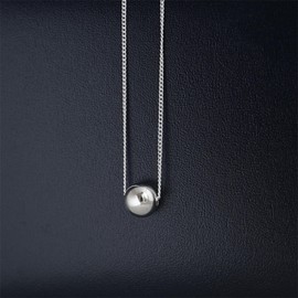 SUGARKITTEN LONDON Sterling Silver Shiny Polished 10mm Ball Bead Necklace 40cm - 45cm 17.7''
