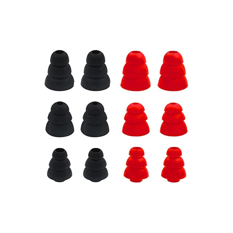 ALXCD Triple Flange Ear Tips, 6 Pairs S/M/L Sizes Triple