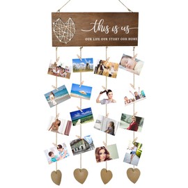 HOMTOO This Is Us Photo Frame, Multiple Wall Photo Frame Holders, Hanging Photo Display, Wall Hanging Photo Collage Decor Frame for Couple, Family, Grandma, Friends, Housewarming G ifts