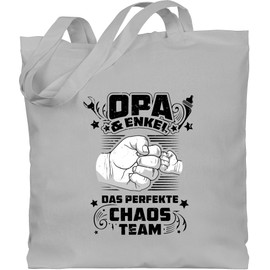 Shirtracer - Cotton Bag - Gifts - Grandpa & Grandson - The Perfect Chaos Team - Vintage Black, 1 Light Grey
