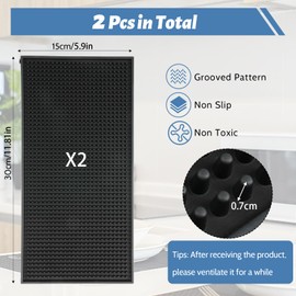 Neerow Pack of 2 Bar Mats, 30 x 15 cm Dish Drying Mat, Dish Drying Mat, Sink Heat Resistant Non-Slip Drying Mat for Bar, Club, Kitchen, Restaurants, Cafe, Black