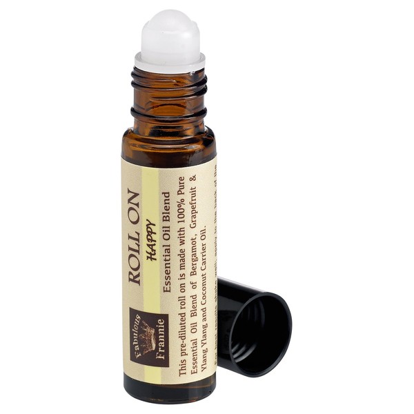 Fabulous Frannie Happy Essential Oil Blend Roll-On 10 ml Pre-diluted roll on is Made with 100% Pure Essential Oil Blend of Bergamot, Grapefruit, Ylang Ylang and Coconut Carrier Oil