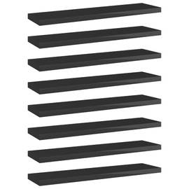 Bookshelf Board Set of 8 High Gloss Black Engineered Wood Small,805135