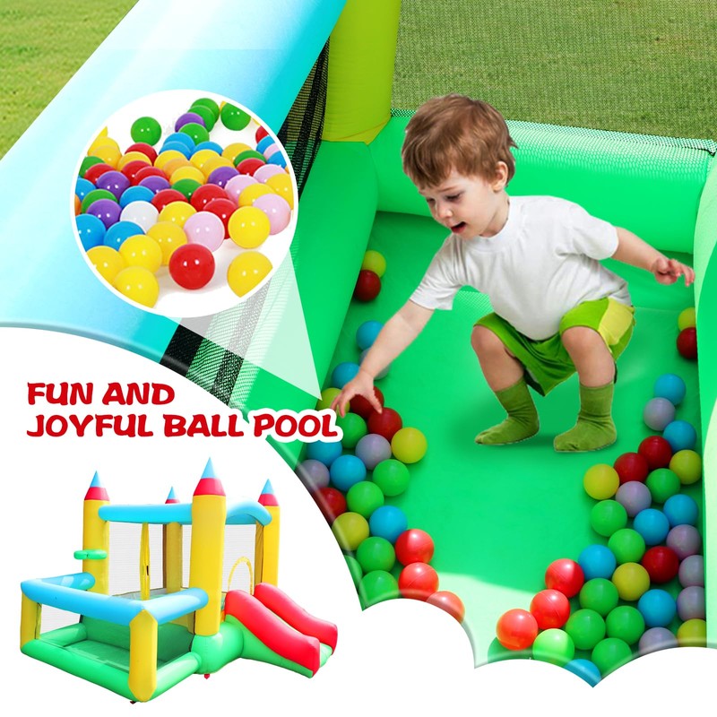 WELLFUNTIME Inflatable Bounce House with Slide, Jumping Castle with Blower