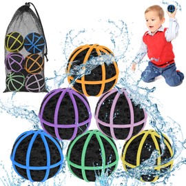 Haxmdfa 6 Pcs Reusable Water Balloons for Kids Water Balloons Quick Fill Fun Splash Water Bomb Party Supplies 2024 Upgraded