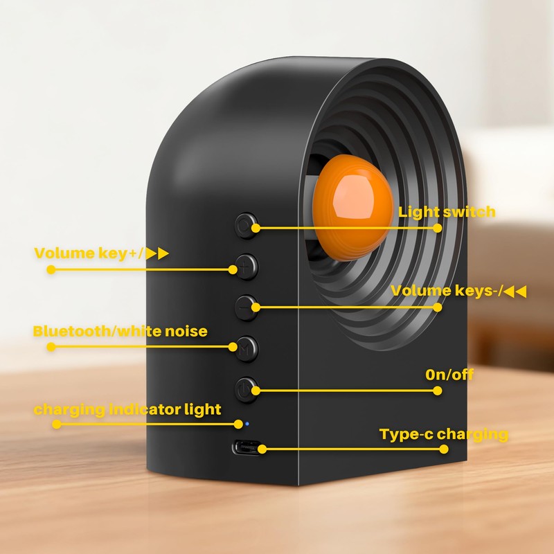 UNEEDE White Noise Sound Machine with Bluetooth Functionality, Night Light,