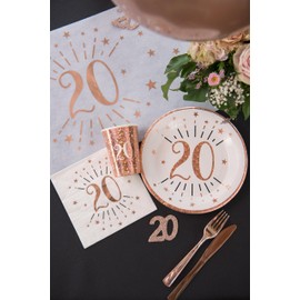 Santex 7350-18 Pack of 20 Age Glitter Metal Napkins 18 Years Rose Gold