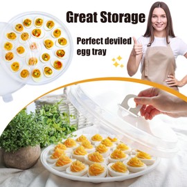 HANSGO Deviled Egg Containers with Lid, 3PCS Deviled Egg Platter Carrier Holder Trays with 66 Slots for Festival Party and Home Kitchen, White