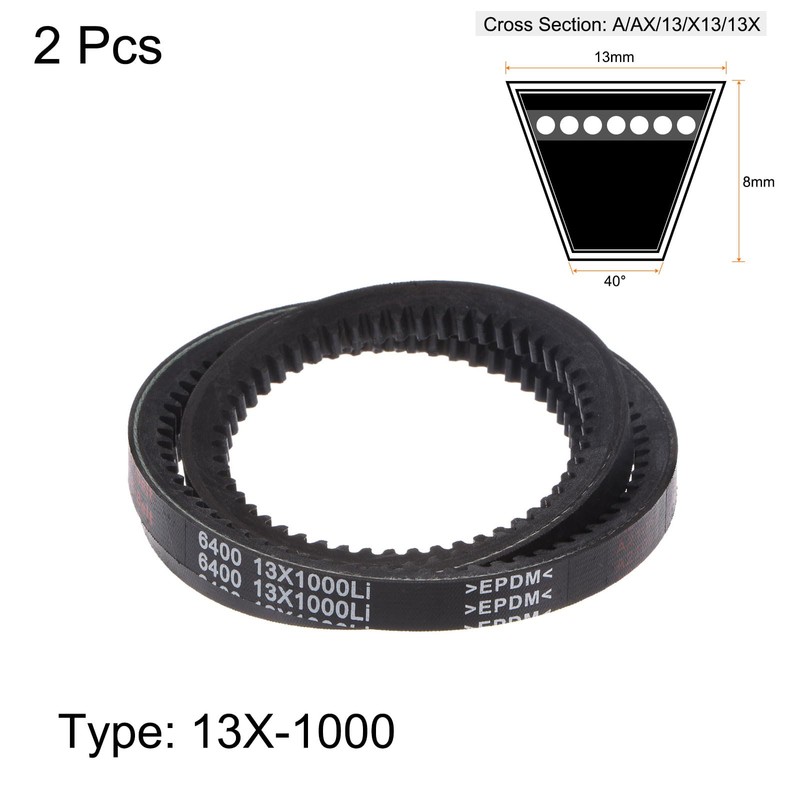 sourcing map 2pcs 13x1000 Cogged V-Belts AX Section Drive Raw
