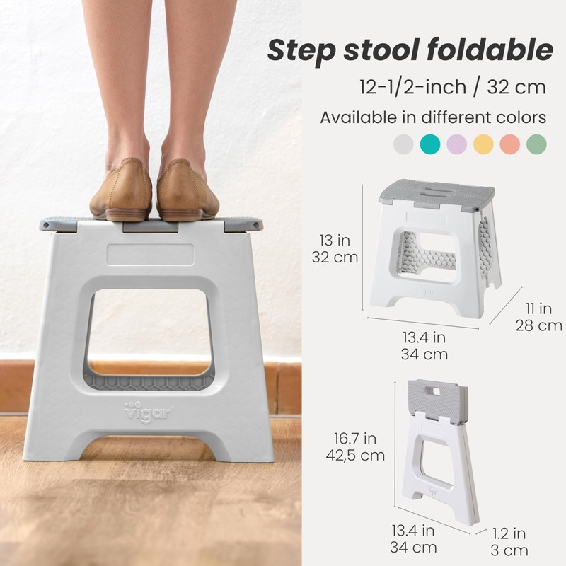 Vigar Compact Step Stool Foldable, 12-1/2-inch Step Stools for Adults