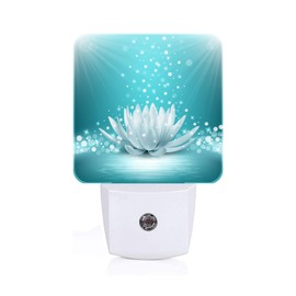FSHVQKD Sparkle Blue Zen Lotus Flower Night Light,Plug Into Wall Decor for Stairway,Hallway,Kitchen,Dusk to Dawn Sensor Nightlights for Boys/Girls/Women/Men Room Gifts