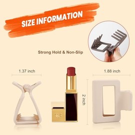 AIBFRID Pinzas para el pelo medianas para mujeres y niñas, 6 unidades, rectangulares mate de 5 cm, pequeñas pinzas de carey para cabello fino o grueso