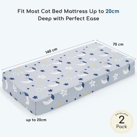 Yukkidds Cot Sheets 140 x 70 Fitted Cot Bed Sheets 2 Pack Toddler Bed Sheets Super Soft & Breathable Microfiber Dark Blue