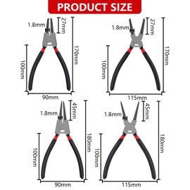 VFANDV Snap Ring Pliers Set, 4 Pieces Snap Ring Pliers with Bag Curved Straight Inner External Snap Ring Pliers Straight Circlip Pliers with Plastic Handles Circlip Pliers Outside