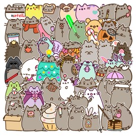 Cat Stickers 50 Pieces Vinyl Stickers for Laptop, Bumper, Skateboard, Water Bottles, Computer, Phone, Cartoon Anime Stickers for Kids, Teens, Adults