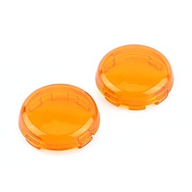 Keenso 2 Pcs Turn Signal Light Lens Lenses Covers Kit, Round Motorcycle Turn Signal Light Lens Cap Compatible with Dyna Deuce Softail Sportster 1986-15(Yellow) Maintenance