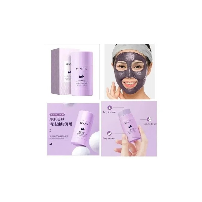 Mascarilla Facial Sólida Veze Eggplant Berenjena 40g Hidratante Limpieza