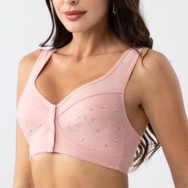 Numgug Daisy Bras for Older Women, Front Snap Closure Bras,with Move Padded Comfort Bra for Senior Women, Pink, 36